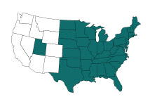 Range of Black Walnut in N. America